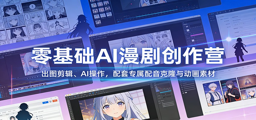 零基础AI漫剧创作营：出图剪辑、AI操作，配套专属配音克隆与动画素材-知芽创业社
