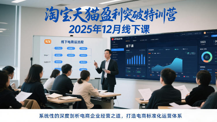 淘宝天猫盈利突破特训营25年12月线下课，系统性的深度剖析电商企业经营之道，打造电商标准化运营体系-知芽创业社