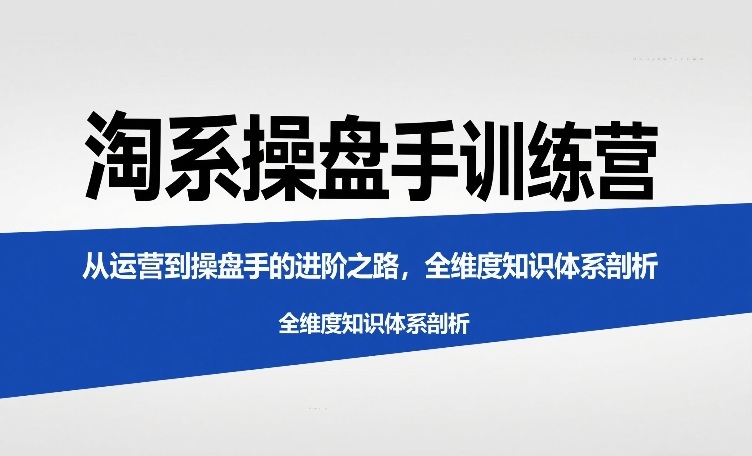 淘系操盘手训练营，​从运营到操盘手的进阶之路，全维度知识体系剖析-知芽创业社