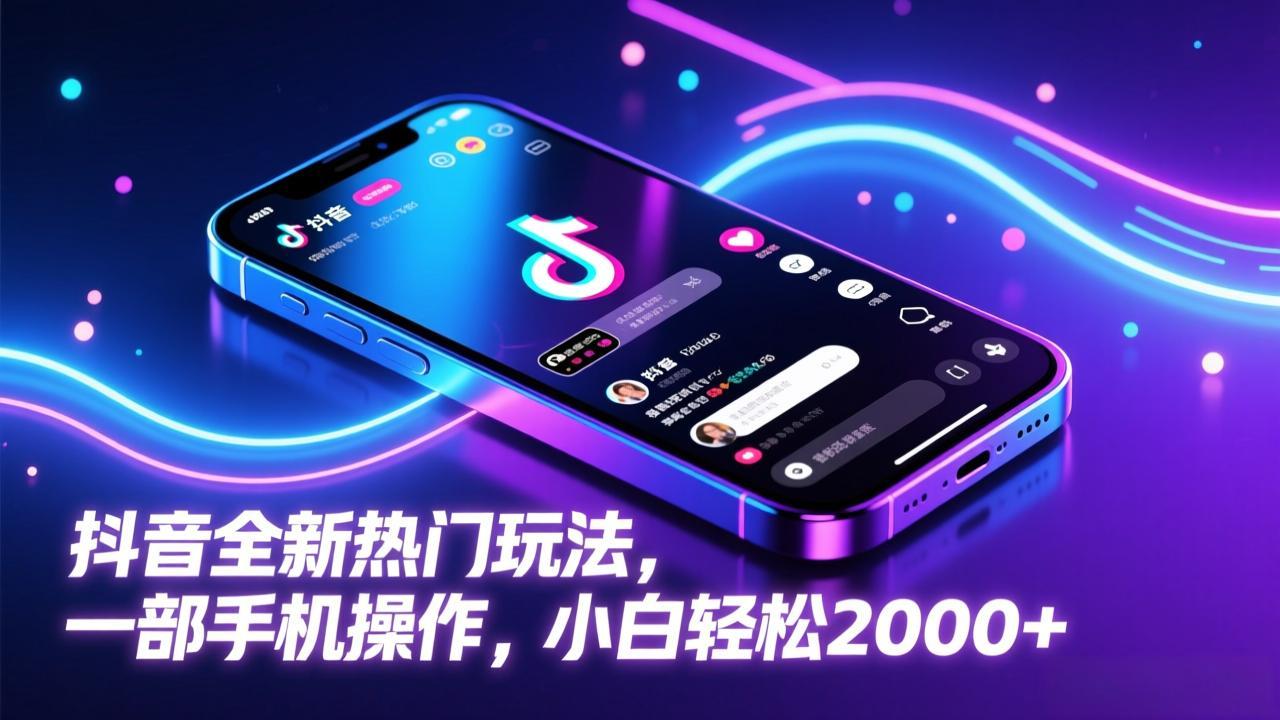 抖音全新热门玩法，一部手机操作，小白轻松2000+-知芽创业社