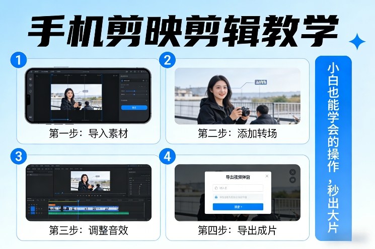 手机剪映剪辑教学，小白也能学会的操作，秒出大片-知芽创业社