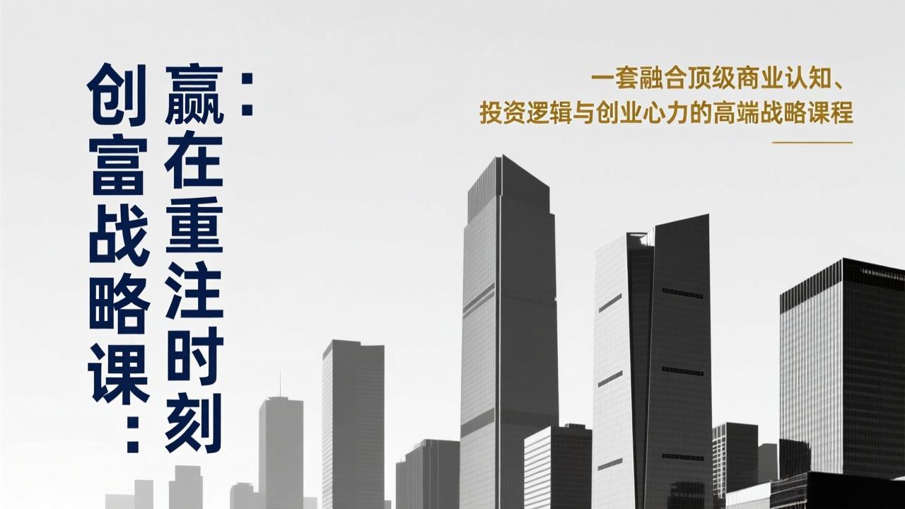 《创富战略课：赢在重注时刻》一套融合顶级商业认知、投资逻辑与创业心力的高端战略课程-知芽创业社