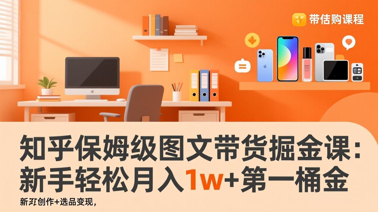 知乎保姆级图文带货掘金课：账号打造+爆文创作+选品变现，新手轻松月入1w+第一桶金-知芽创业社