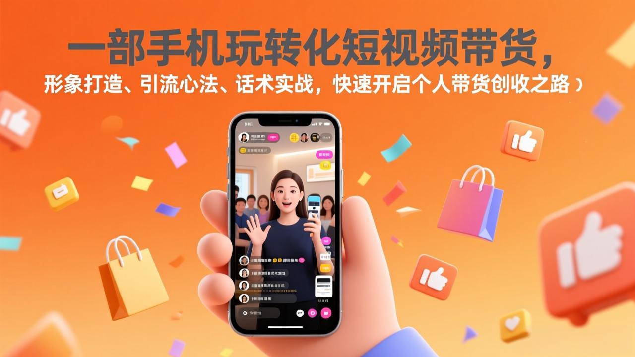 一部手机玩转化短视频带货，形象打造、引流心法、话术实战，快速开启个人带货创收之路-知芽创业社