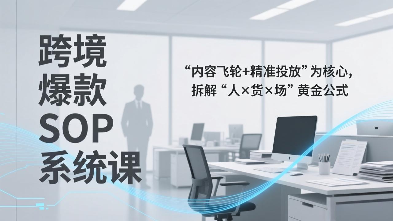 跨境爆款SOP系统课，“内容飞轮+精准投放”为核心，拆解“人×货×场”黄金公式-知芽创业社