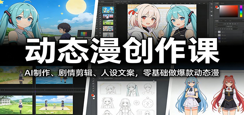 动态漫创作课：AI制作、剧情剪辑、人设文案，零基础做爆款动态漫-知芽创业社