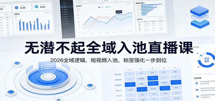 无潜不起全域入池直播课：2026全域逻辑，短视频入池，标签强化一步到位-知芽创业社