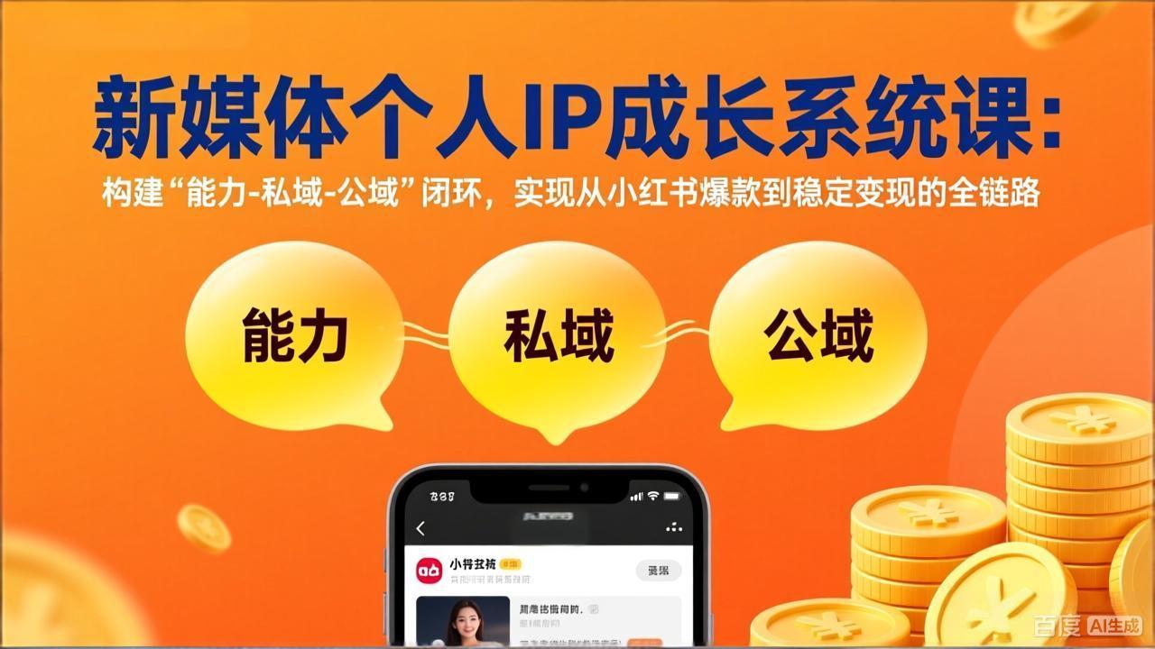 新媒体个人IP成长系统课-更新：构建“能力-私域-公域”闭环，实现从小红书爆款到稳定变现-知芽创业社