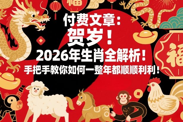付费文章：贺岁！2026年生肖全解析！手把手教你如何一整年都顺顺利利！-知芽创业社