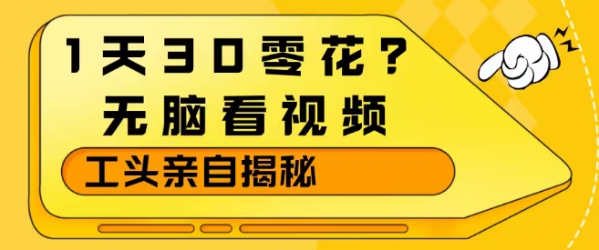 1天30零花？无脑看视频，大佬亲自揭秘-知芽创业社