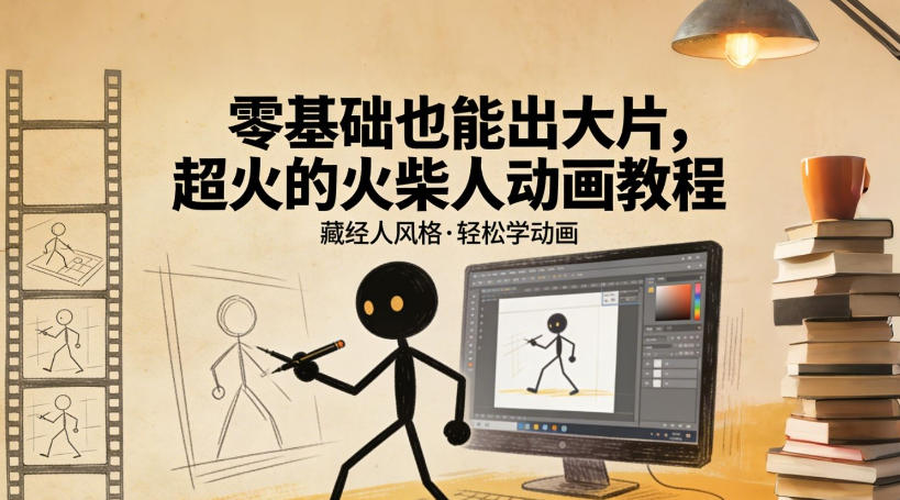 零基础也能出大片，超火的火柴人动画教程(藏经人风格)-知芽创业社