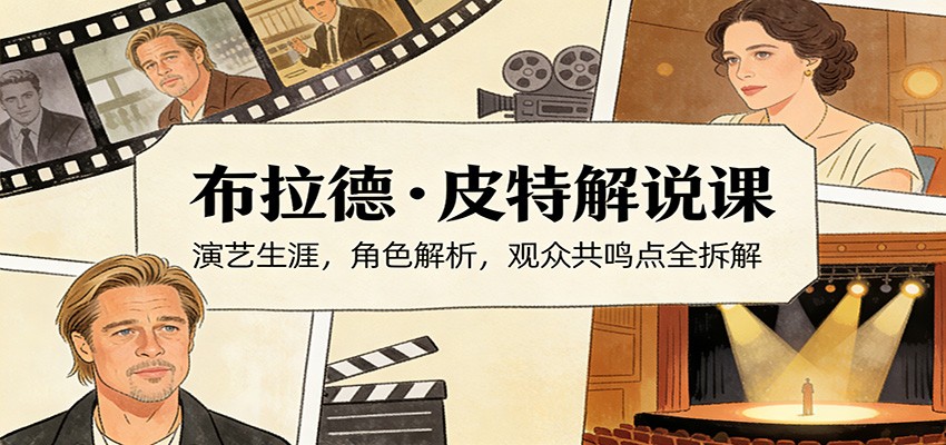 演员说-布拉德.皮特解说课：演艺生涯，角色解析，观众共鸣点全拆解-知芽创业社