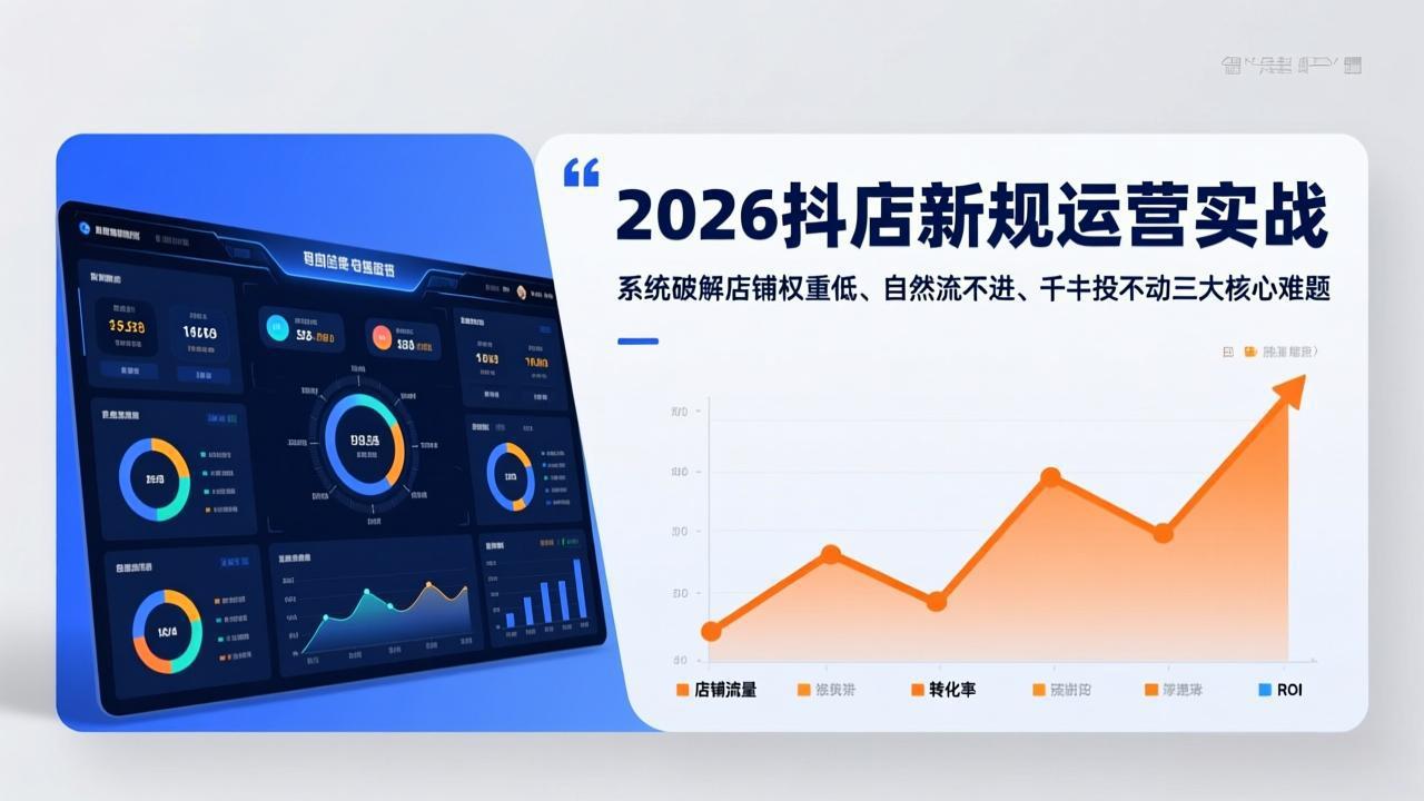 2026抖店新规运营实战：系统破解店铺权重低、自然流不进、千川投不动三大核心难题-知芽创业社