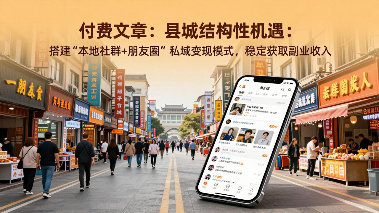 付费文章：县城结构性机遇：搭建“本地社群+朋友圈”私域变现模式，稳定获取副业收入-知芽创业社