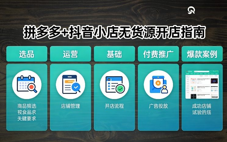 拼多多+抖音小店无货源开店，包括：选品、运营、基础、付费推广、爆款案例等(更新26年3月)-知芽创业社