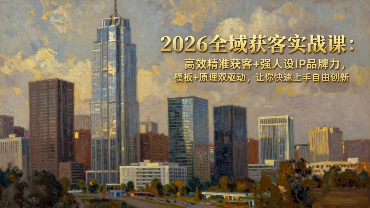 2026全域获客实战课：高效精准获客+强人设IP品牌力，模板+原理双驱动，让你快速上手自由创新-知芽创业社