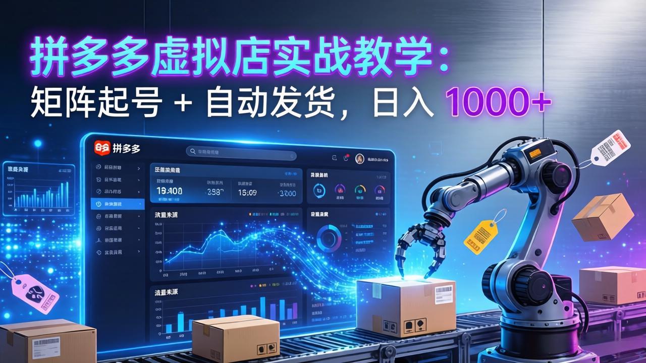 拼多多虚拟店实战教学：矩阵起号 + 自动发货，日入 1000+-知芽创业社