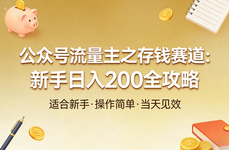 公众号流量主之存钱赛道，贴合当下需求，适合新手，一天收益2张-知芽创业社