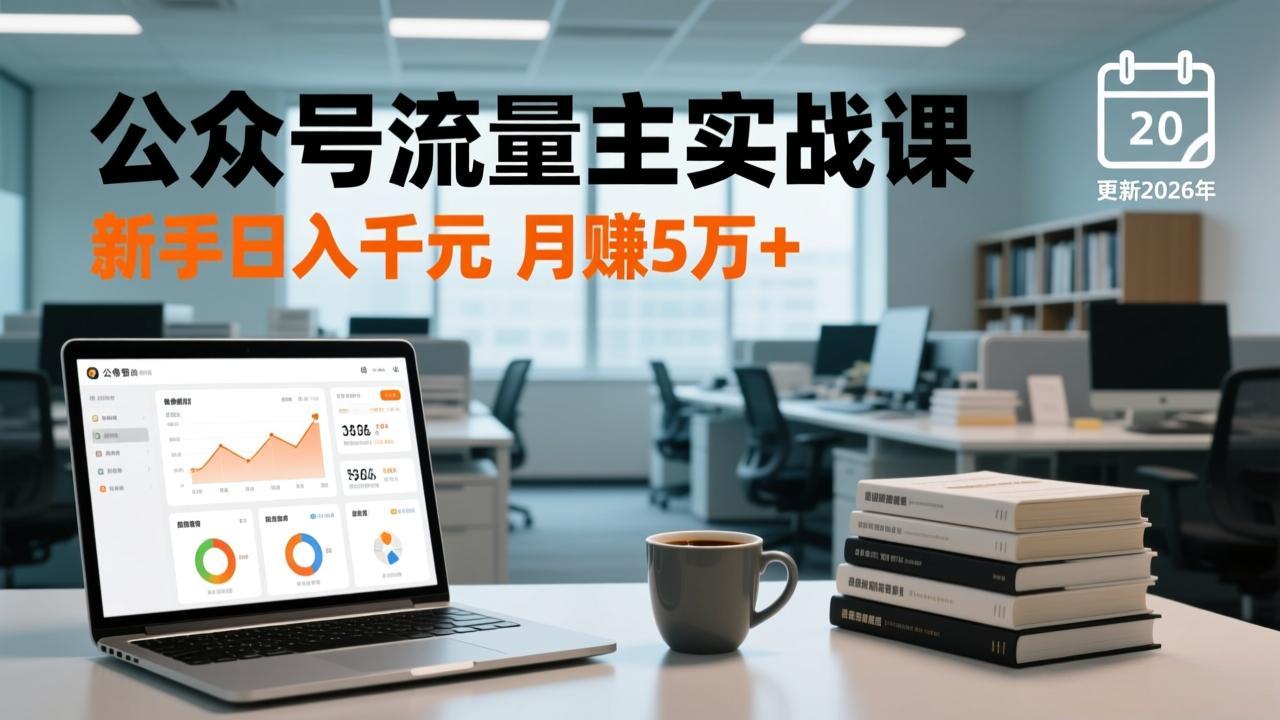 公众号流量主实战课-更新26年3月，爆文写作、流量池运营、多平台分发，新手日入千元月赚5w+-知芽创业社