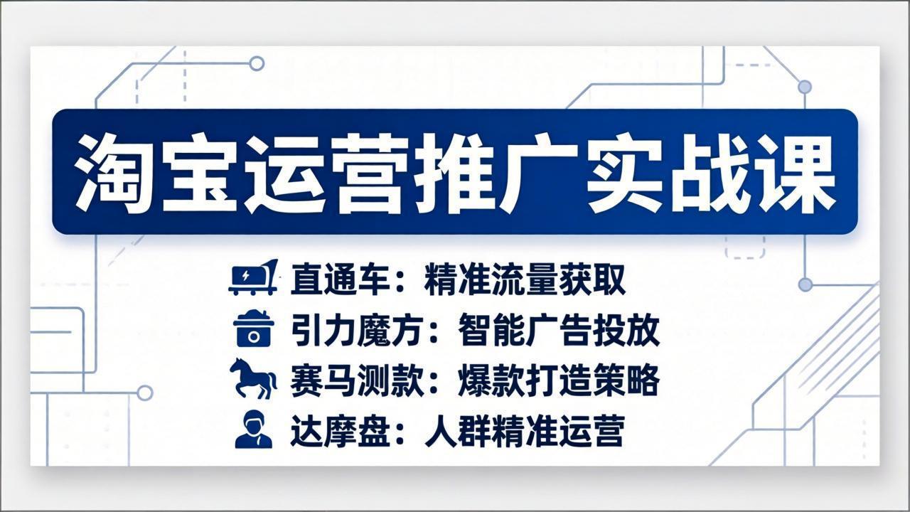 淘宝运营推广实战课，直通车+引力魔方+赛马测款+达摩盘人群推广等(更新26年3月-知芽创业社