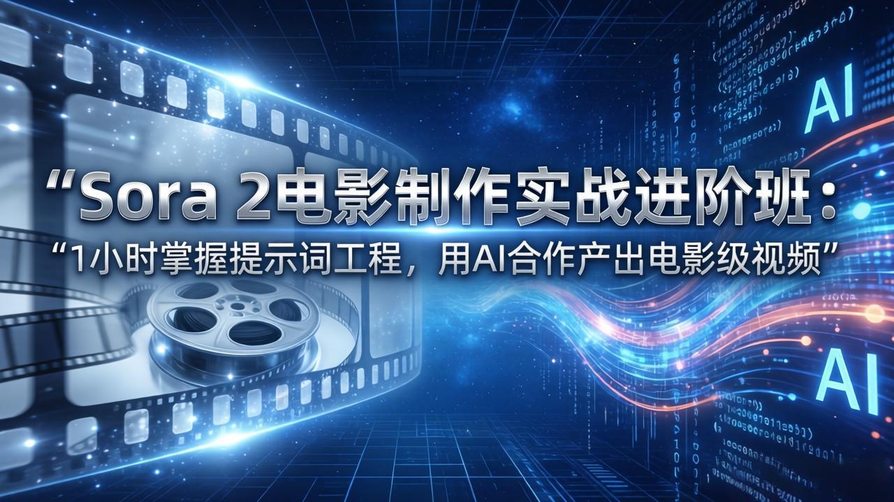 Sora 2电影制作实战进阶班：1小时掌握提示词工程，用AI合作产出电影级视频-知芽创业社