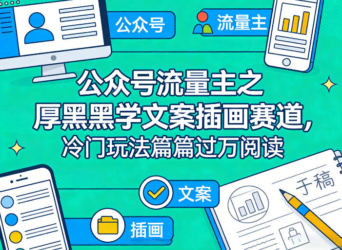 公众号流量主之厚黑学文案插画赛道，冷门玩法篇篇过万阅读-知芽创业社