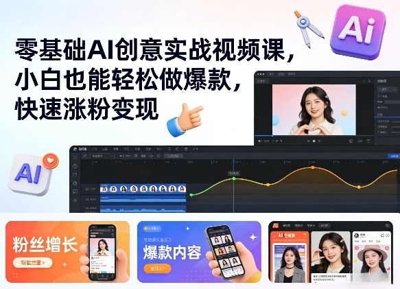 零基础AI创意实战视频课，小白也能轻松做爆款，快速涨粉变现-知芽创业社