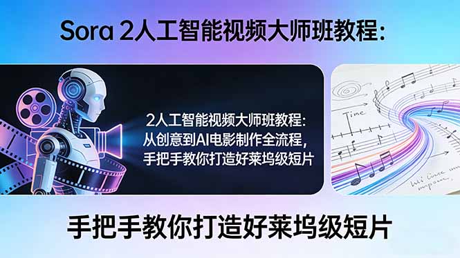 Sora 2人工智能视频大师班教程：从创意到AI电影制作全流程，手把手教你打造好莱坞级短片-知芽创业社