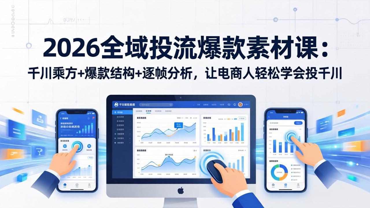 2026全域投流爆款素材课：千川乘方+爆款结构+逐帧分析，让电商人轻松学会投千川-知芽创业社