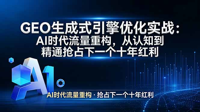 GEO 生成式引擎优化实战：AI时代流量重构，从认知到精通抢占下一个十年红利-知芽创业社