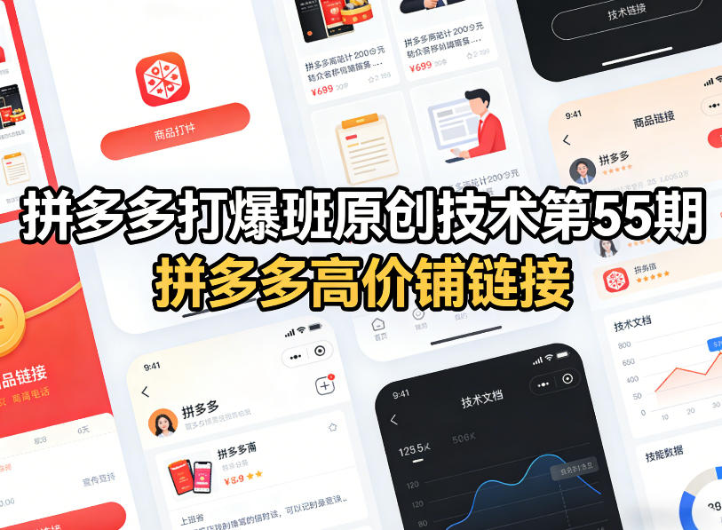 拼多多打爆班原创技术第55期，拼多多高价铺链接-知芽创业社