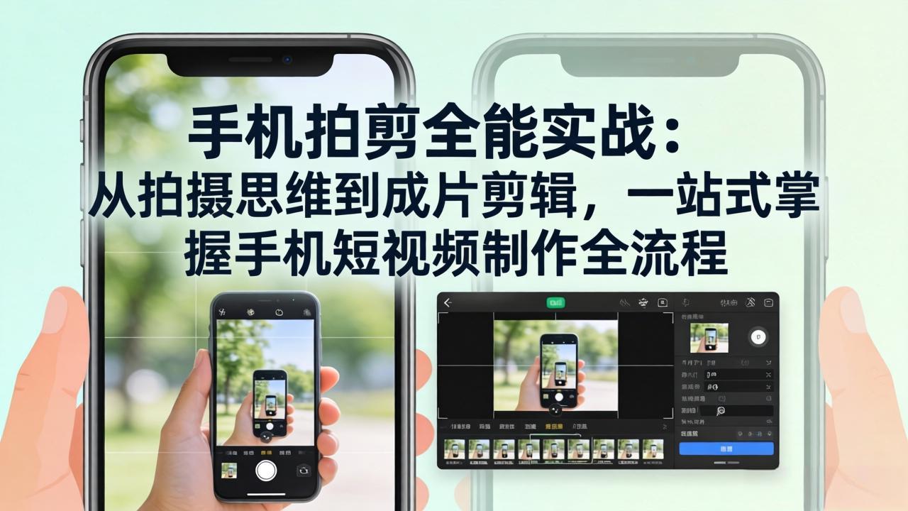 手机拍剪全能实战：从拍摄思维到成片剪辑，一站式掌握手机短视频制作全流程-知芽创业社