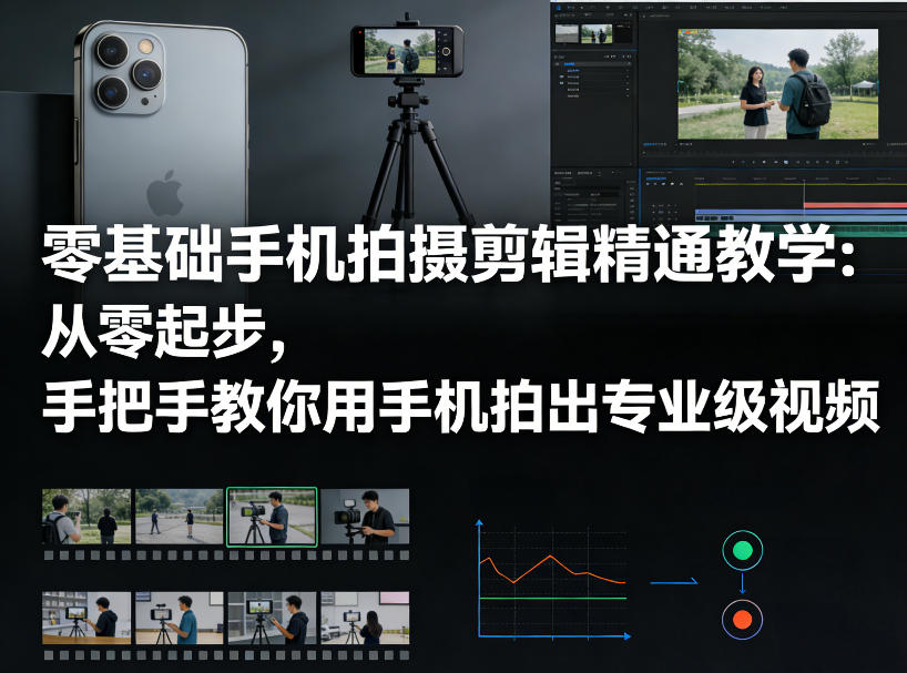 零基础手机拍摄剪辑精通教学：从零起步，手把手教你用手机拍出专业级视频-知芽创业社