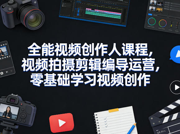 全能视频创作人课程，视频拍摄剪辑编导运营，零基础学习视频创作(更新2026年3月)-知芽创业社