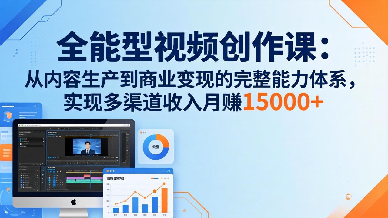 全能型视频创作课-26年3月更新：从内容生产到商业变现的完整能力体系，多渠道收入月赚15000+-知芽创业社