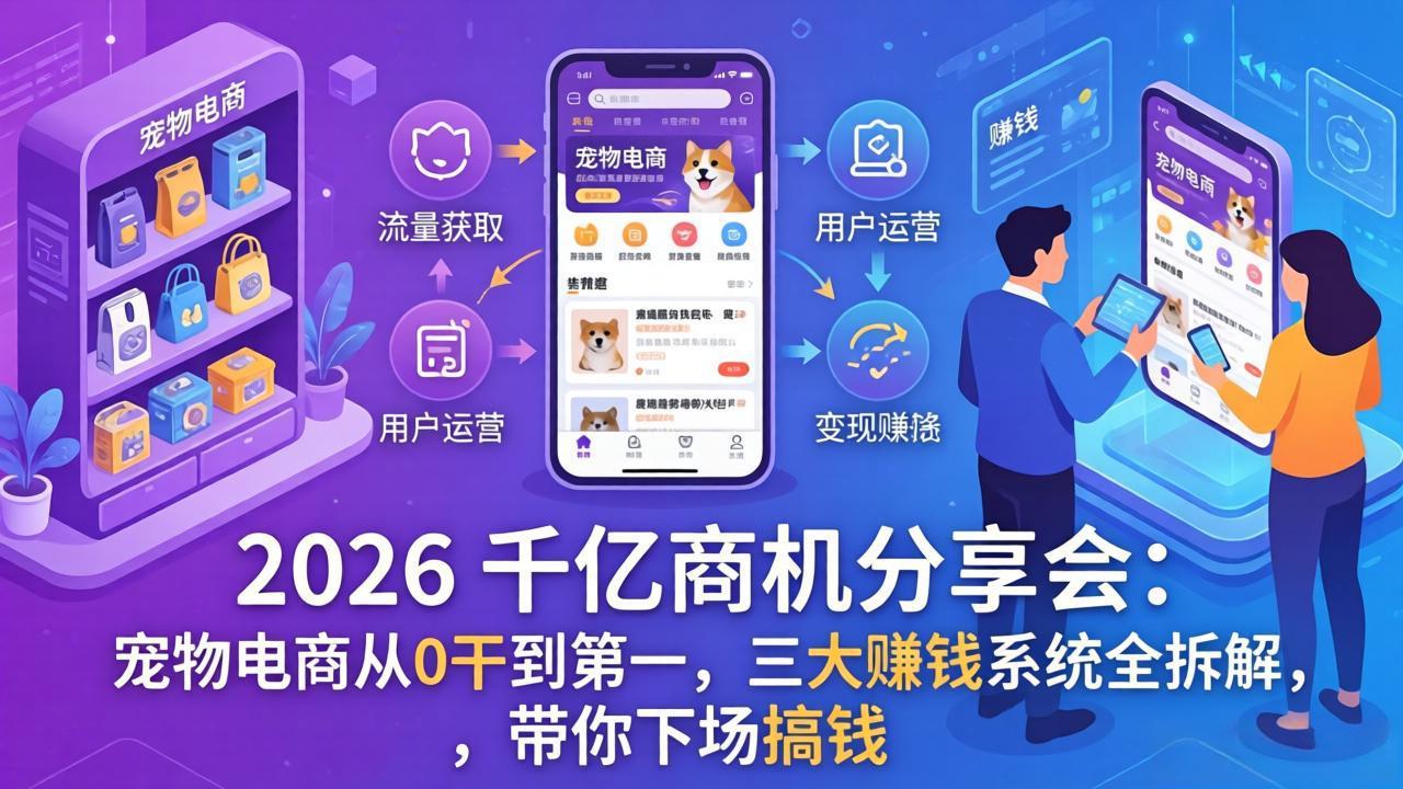 2026 千亿商机分享会：宠物电商从0干到第一，三大赚钱系统全拆解，带你下场搞钱-知芽创业社