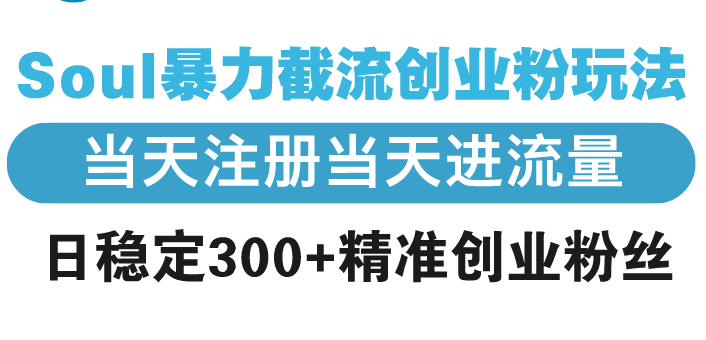 Soul暴力截流创业粉玩法，当天注册当天进流量，日稳定300+精准创业粉丝-知芽创业社