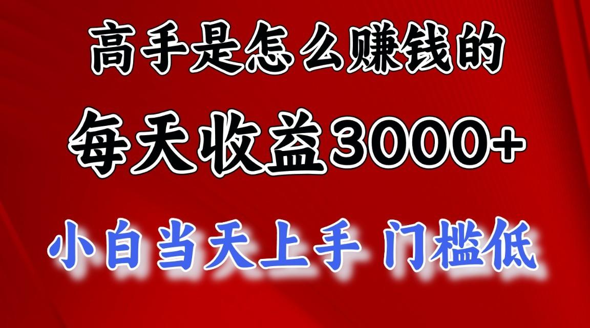 高手是怎么赚钱的，一天收益3000+，闷声发财项目，不是一般人能看懂的-知芽创业社