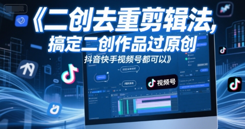 短视频二创去重剪辑法，搞定二创作品过原创，抖音快手视频号都可以-知芽创业社