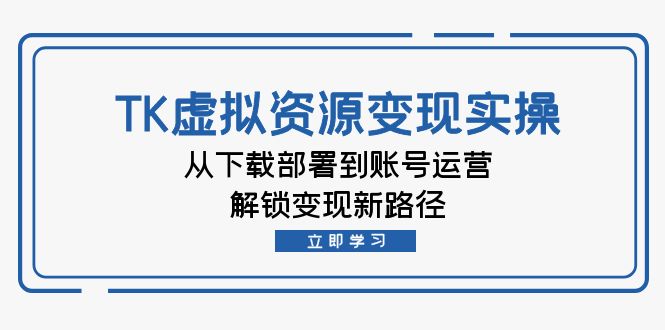 TK虚拟资料变现实操：从下载部署到账号运营，解锁变现新路径-知芽创业社