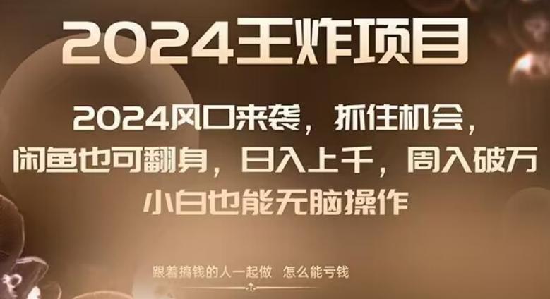 2024风口项目来袭，抓住机会，闲鱼也可翻身，日入上千，周入破万，小白也能无脑操作-知芽创业社