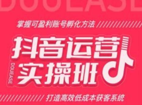 抖音运营实操班，掌握可盈利账号孵化方法，打造高效低成本获客系统-知芽创业社