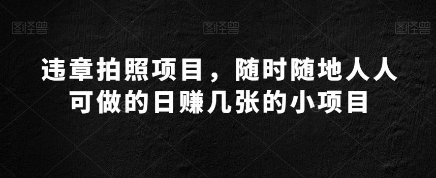 违章拍照项目，随时随地人人可做的日赚几张的小项目-知芽创业社