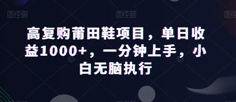 高复购莆田鞋项目，单日收益1000+，一分钟上手，小白无脑执行-知芽创业社