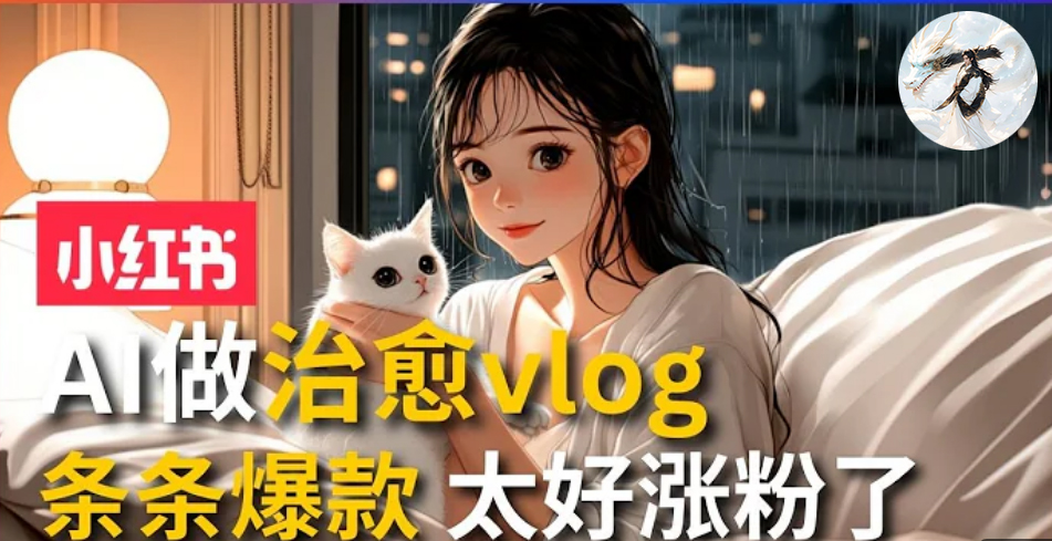 AI治愈系vlog动画视频，小红书1个月轻松涨粉破万，商单报价1500+日入2000+-知芽创业社