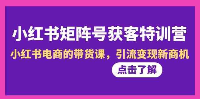 小红书矩阵号获客特训营-第10期，小红书电商的带货课，引流变现新商机-知芽创业社