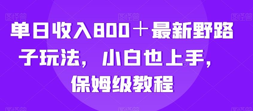 单日收入800＋最新野路子玩法，小白也上手，保姆级教程-知芽创业社