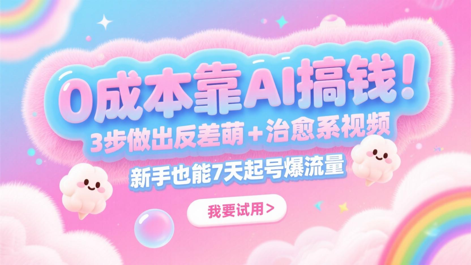 0成本靠AI搞钱！3步做出反差萌+治愈系视频，新手也能7天起号爆流量，月入5位数-知芽创业社