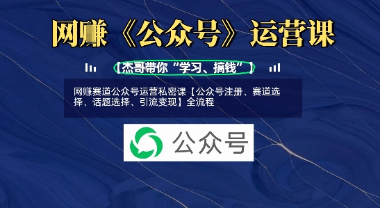 网创赛道公众号运营私密课【公众号注册、赛道选择、话题选择、引流变现】全流程-知芽创业社