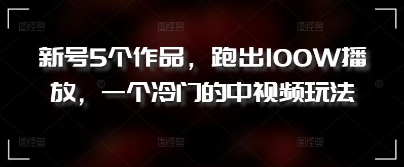 新号5个作品，跑出100W播放，一个冷门的中视频玩法【揭秘】-知芽创业社